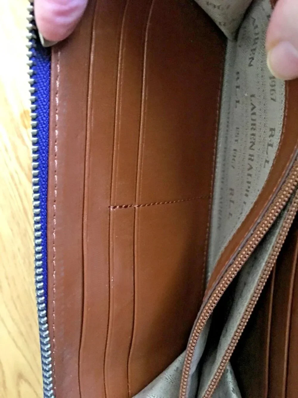 Lauren Ralph Lauren Full-Grain Leather Large Zip Continental Accordion Wallet
